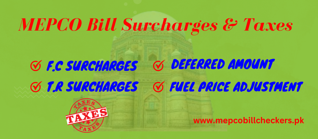 MEPCO Bill surcharges and taxes 